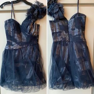 Dark Blue & Silver Cocktail Dress BCBG MAXAZRIA